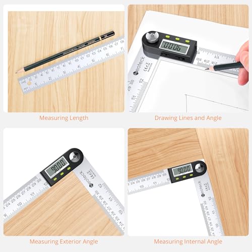 Neoteck 12 inch/30cm Stainless Steel Digital Angle Finder Protractor Ruler - size: 12 inch