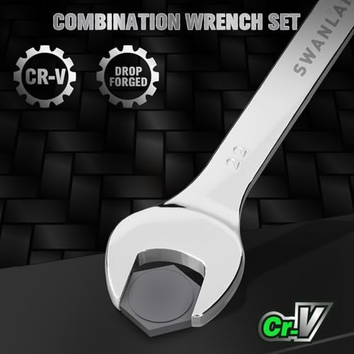 SWANLAKE 30-Piece Combination Wrench Set, Metric & SAE (8-22mm & 1/4” to 1-1/16”),12-Point Open End Standard Wrench Set, Mechanics Wrenches Sets, Chrome Vanadium Steel with Storage Rack - style: 30-Piece Combination