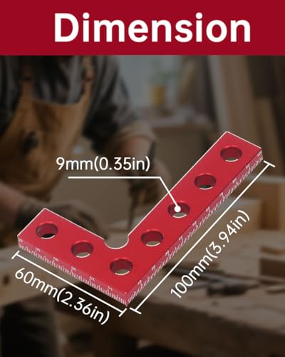 Mini Small Square Center Finder Tool Aluminum Alloy Woodworking 90 Degree Machinist Square L Ruler for Round Square Stock Edges Marking Carpenters Layout Gauge (3.94 x 2.36 in, Red)