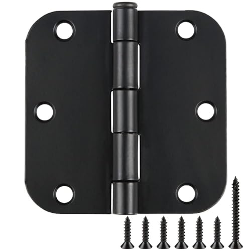 TDCHINGES Rounded Door Hinges Matte Black 3.5" 5/8"Replace Hardware 40 Pack - color: Matte Black-Rounded, size: 40 Pack-no squeak