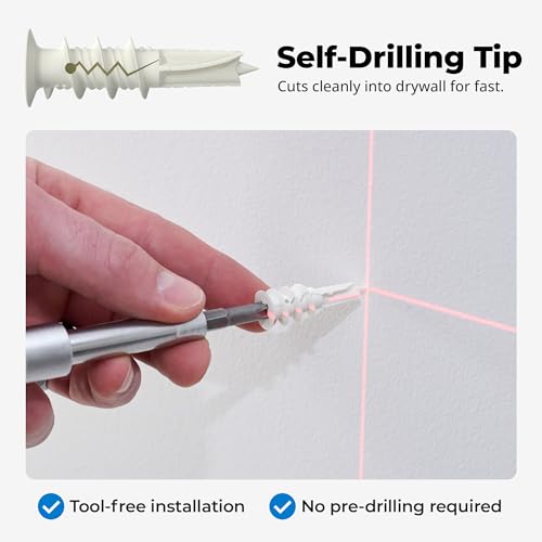 Qualihome Drywall Anchors with Screws – Self-Drilling Drywall Anchors, Anti-Spin Grip, No Pre-Drill Wall Anchor Kit, Strong & Reliable Hold, 100 Pack (200 Pieces) - style: 100 Pack (200 Pieces)