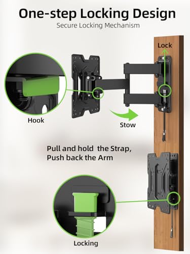 USX MOUNT UL Listed RV TV Mount for Most 13-45inch TV - Lockable Full Motion RV TV Wall Mount for Camper, Trailer, Motorhome - Swivel Tilt Bracket for Truck Boat, 44 lbs Capacity, VESA 200mm - size: 17-43inch
