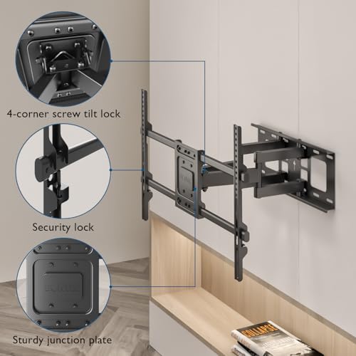 BONTEC Full Motion TV Wall Mount for 37-85 Inch TVs, Heavy Duty Swivel Tilt - size: 37-85 Inch