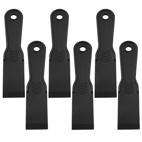 6 PCS Plastic Putty Knife Set, Flexible Black Filler Scraper Tools, Wall Scraper Accessory for Wall Repair and Patching
