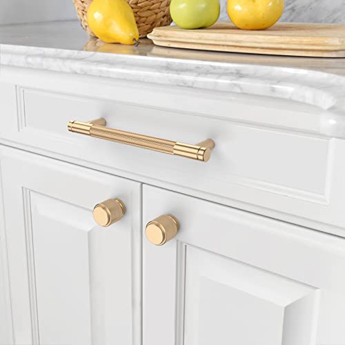 Asidrama 10 Pack Gold Knurled Dresser Drawer Cabinet Hardware Zinc Knobs for Dresser Drawers - color: Gold, style: 10 Pack