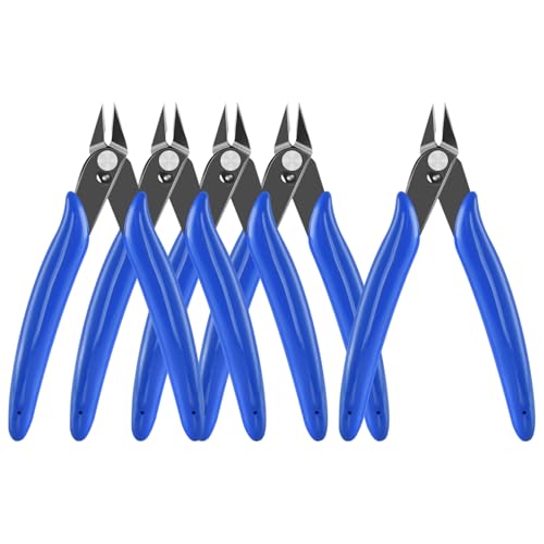 Micro Flush Cutter, 5-Pack Wire Cutters, 5”Side Cutting Pliers - color: 5 Pack