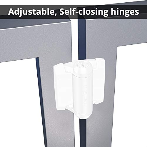 D&D TCA1S3WTS TruClose Regular Gate Hinge Square Metal Gates, White, 2 pcs. - color: White, size: Adjustable gate gap: 3/8”–7/8” gate frame to post