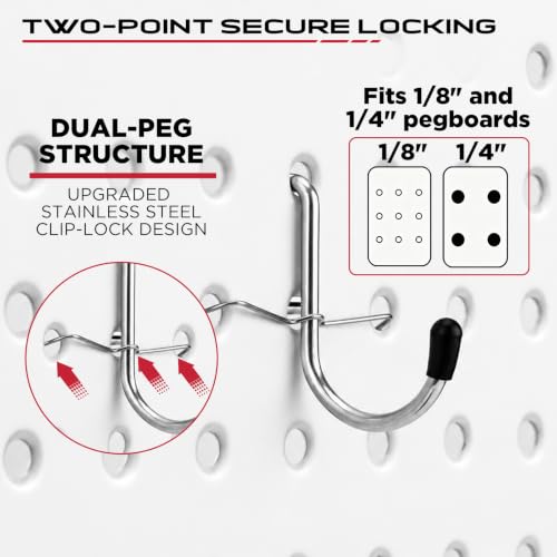 320PCS Pegboard Accessories Kit, Pegboard Hooks Assortment with Bins and Stainless Steel Peg Locks, Tool Organizer for 1/8" and 1/4" Pegboards, Garage Wall Organization, Workshop and Tool Storage - color: 320-Piece Max-Capacity Set – 20 Bins