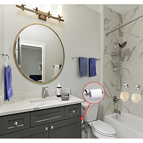 5 Pieces Polished Chrome Bathroom Hardware Accessories Set,Hand Towel Ring,16 inch Towel Bar,Toilet Paper Holder,2pcsTowel Hooks,Round SUS304 Stainless Steel Heavy Duty Wall Mount Holder,Towel Rack - color: Polished Chrome, size: 5 piece 16"