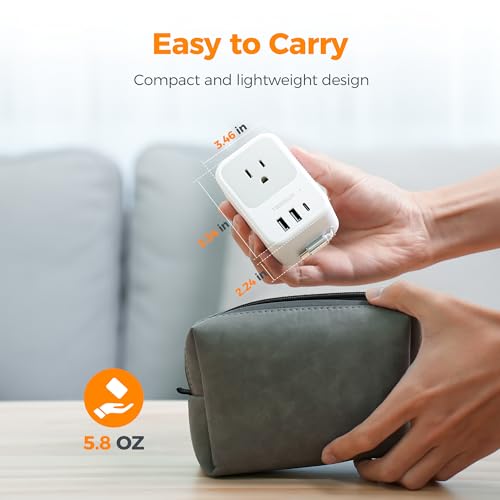 TESSAN USB C Charger Block, Multi Plug Wall Outlet Extender - color: Grey, size: 2 USB-A+1 USB-C+1 USB-C Cable