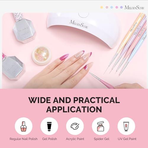 MelodySusie Nail Art Liner Brushes 5Pcs Sizes 5/7/9/11/20mm - color: Color, size: 5
