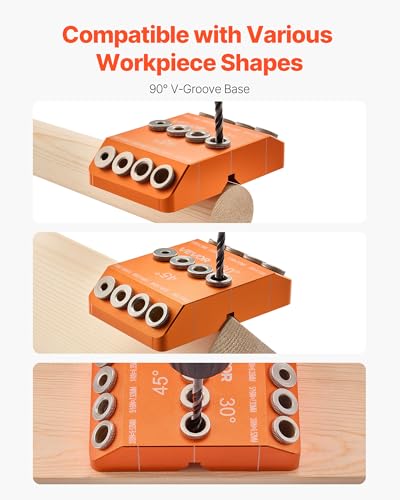 VEVOR Drill Guide, 30/45/ 90 Degree Angle 4 Sizes Portable Precision Drilling Guide Jig, for Drilling Angled or Horizontal Holes, Aluminum Alloy, for Deck Cable Railing Wood Post Stair Handrail - size: Pro, style: Drill Guide