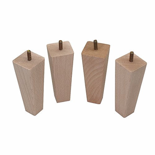 WEICHUAN 4.5 Inch Solid Beech Wood Furniture Sofa Couch Legs Set of 4 - color: Straight- Set of 4, size: 4.5"
