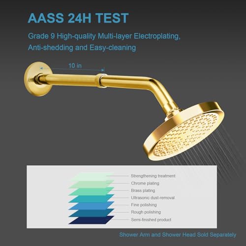 OFFO Shower Head Extension Arm, Shower Arm Extension Shower Head Extender Made of 304 Stainless Steel Shower Pipe Extension, Bright Gold 10 in - color: Bright Gold, style: 10 in