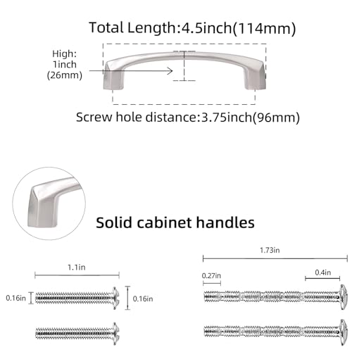 10 Pack 3.75 inch(96mm) Brushed Satin Nickel Kitchen Cabinet Handles Cabinet Pulls Sliver Drawer Pulls Kitchen Cabinet Hardware Handles Dresser Handles - color: Brushed Satin Nickel, size: 3-3/4'' Hole Center(96mm)