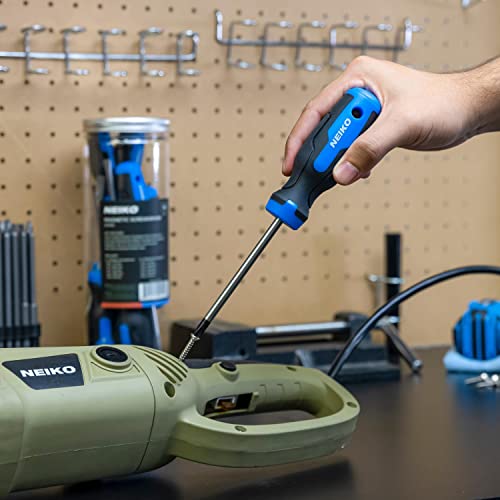 NEIKO 01378A Magnetic Screwdriver Set | 10 Piece | Phillips & Flathead | Heat Treated Chrome Vanadium Steel | Slotted Head Tip with Non-Slip Cushioned Handle Grips | Small Screw Driver Tool Kit - size: Magnetic Set