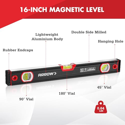 ARROW 16-Inch Level, Magnetic Torpedo Level for Construction, Carpentry - size: Single Level (16")