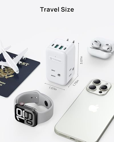 TROND Multi Plug Outlet Extender with 2 PD 20W USB C Charger and 3 Outlets - color: White, size: 3 Prong-1 Pack