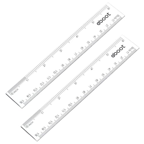 EBOOT 2 Pack Clear Plastic Ruler 6 Inch Straight Ruler for School - color: White, size: 6 Inch