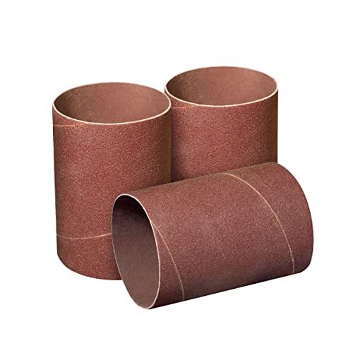 POWERTEC 11215 4.5 Inch Sanding Sleeves for Spindle Sander | 120 Grit | Aluminum Oxide Sandpaper Diameter 3 Inch (Pack of 3) - style: 4-1/2" x 3" 120 Grit Sanding Sleeves (3pk)