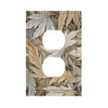 Rustic Dried Palm Leaf Duplex Outlet Cover Plate - color: Feathers Beige Brown, size: 1 Gang Duplex/5x3 IN