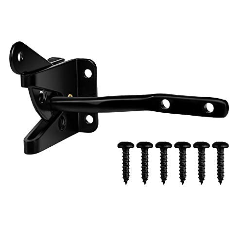 Gate Hardware Kit Heavy Duty,with Self Locking Gate Latch,6 inch T Strap Gate Hinges and 10 inch Gate Door Handle Pull,Shed Door Hardware Set for Wooden Vinyl Fence,Gate,Farm,Garden,Black Finish