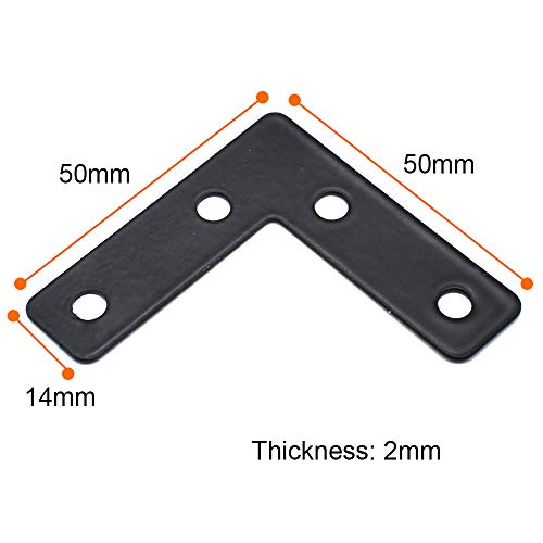 20 Pcs Black L-Shape Corner Brace, 90 Degree Angle Bracket, 50mmx50mm, Heavy Duty Corner Brace Joint Angle Shelf Bracket with Screws