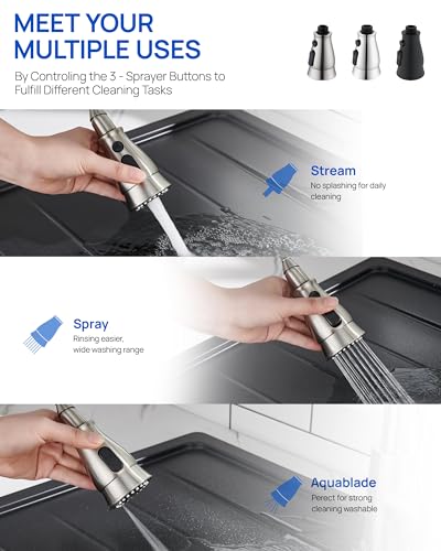 J-HVA Kitchen Faucet Sprayer Head Replacement with 15 Adapters (UPDATED) - color: Brushed Nickel