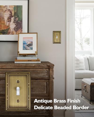 Switch Plates Outlet Covers, 2-Pack Antique Brass Metal Wall Plates - color: Antique Brass, size: 1 Toggle 2PK