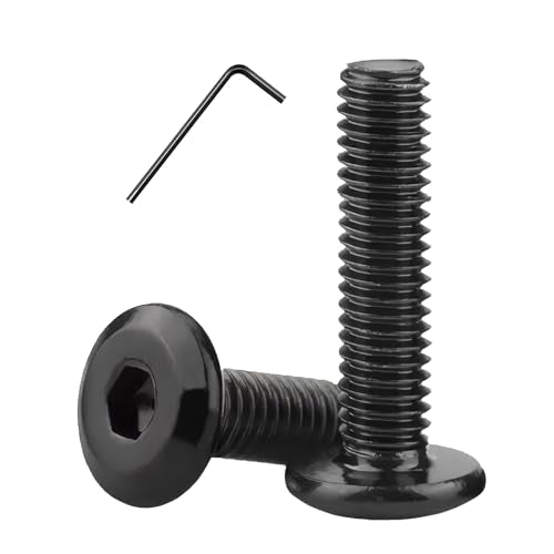 Metuja M6-1.0 x 50mm,20-Pack Black Flat Head Hex Socket Cap Screw Bolts,304 Stainless Steel,Fully Threaded M6 Bolts,Metric Fasteners for Furniture - size: M6-1.0x50mm