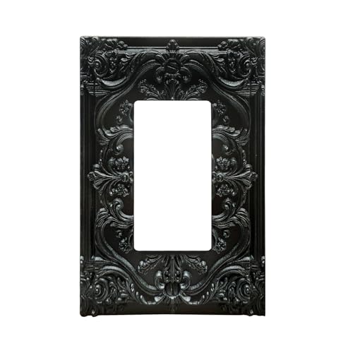 Decorative Outlet Covers Black Flower Elegant 3D Floral Embossed 1 Gang Rocker Light Switch Cover Plate Single Decora Light Switch Covers Wall Plate Faceplate for Bedroom Home Decor - color: Black, size: 1-Gang Rocker/5 x 3 IN