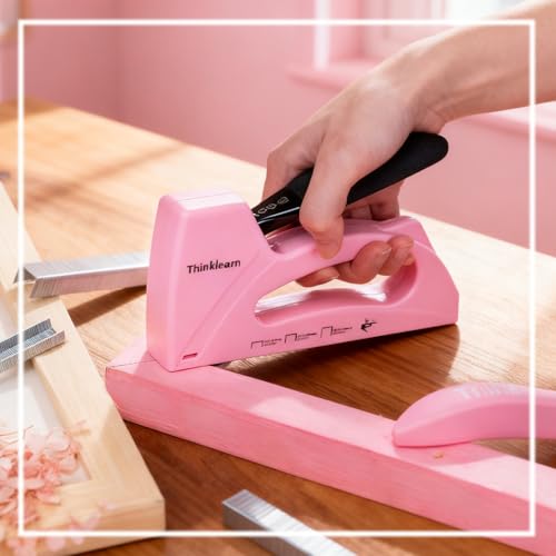 Pink Staple Gun for Crafting Projects, Light Duty Staple Gun for Wood - color: Pink