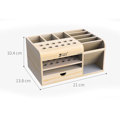HZY Classic Wooden Tool Box with 20 Compartments for Screwdriver, Tweezers, Mobile Phone Repair, Desktop, Home DIY, Brown - style: Classic Wooden Tool Box
