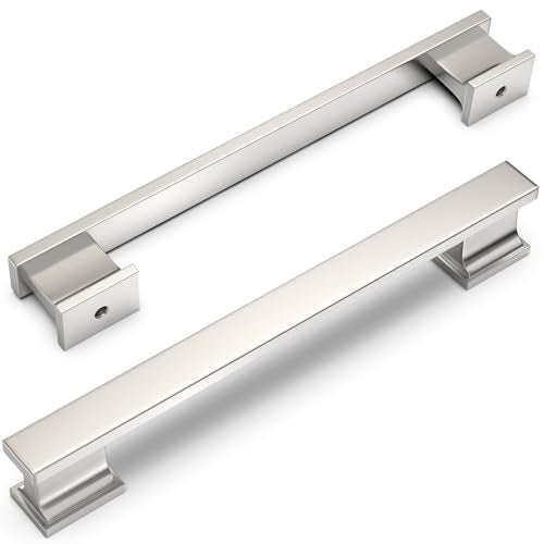 COTYKILEY 10 Pack 5 Inch(128mm) Brushed Satin Nickel Cabinet Handles Kitchen Cabinet Pulls Cabinet Door Handles Kitchen Cabinet Hardware Cupboard Drawer Pulls - color: Brushed Satin Nickel, size: 5" Hole Center（128MM）