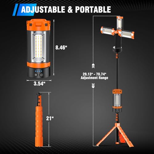 AKOFUN 12000mAh Camping Light with Stand, Portable Rechargeable Work Light
