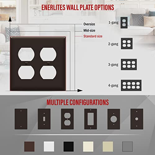 ENERLITES Double Duplex Outlet Covers Wall Plate, 2-Gang, 1 Pack, Brown - color: Brown, size: Screw