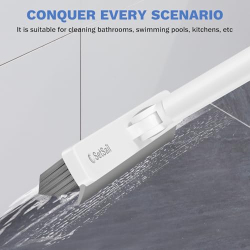 SetSail Grout Cleaner Brush with Long Handle, V-Shaped Floor Scrub Brush - color: Grey White