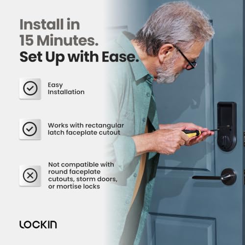 Lockin Veno Pro Smart Deadbolt Lock with Dual Swappable Batteries for 6-Month Extended Power, Palm Vein & Fingerprint Keyless Entry, Built-in Wi-Fi, Doorbell, App Remote Control, IP65 Waterproof - size: Dual Batteries, style: Palm Vein+32G Local Storage