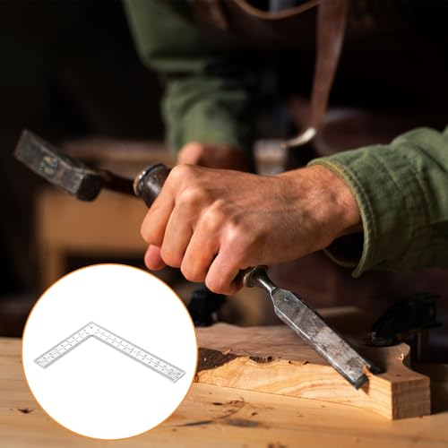 L Shaped Ruler, 4 Inch by 6 Inch Framing Square Stainless Steel Carpenter Square Sliver Metal Square Right Angle Ruler Square Framing Measuring Tool for Engineer Carpenter