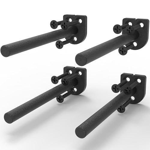 6 Inch Heavy Duty Floating Shelf Brackets 4 Pack, 1/4" Thick Solid Steel Hidden Blind Support, Fits Wood Studs, Holds 200 lbs, Invisible Hardware DIY Kit for Custom Shelving, Black - size: 6 Inch, style: Black 4 Pack