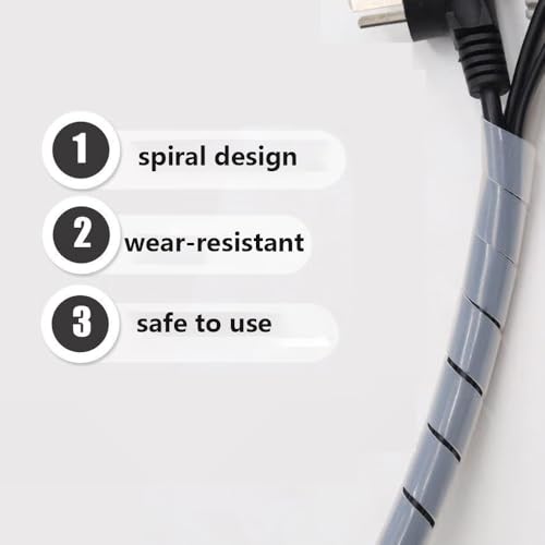 45Ft Spiral Cable Wrap - White Cord Covers Bundle Sleeve Hose for PC TV Computer Electrical Wire Organizer, Cord Cover and Detangler - size: White-1/4 inch-45 ft