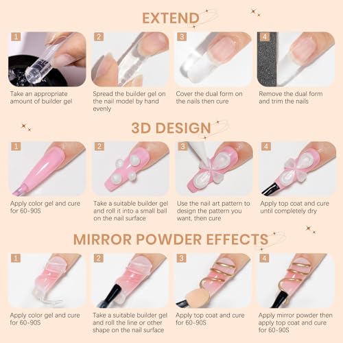3d Gel Nail Art Sculpture Non Stick Hand Molding Gel for Nails | Multifunctional Solid Builder Gels for Extension Carving Sculpting Beauty Charms for Beignner and Salon DIY - color: Clear&Pink&Pearl White