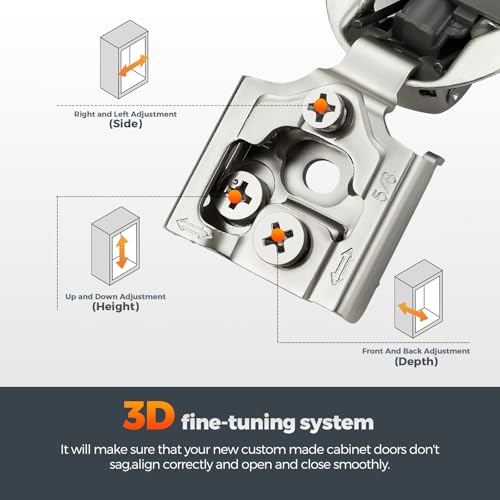 Satin Nickel Cabinet Hinges, 58 Inch Overlay, 10 Pack(5 Pairs) | Stainless Steel Build, Soft Close Concealed Hinge, 3D Self-Closing Adjustment, Face Frame Door Fit, Kitchen Cabinets - size: 5/8 inch overlay
