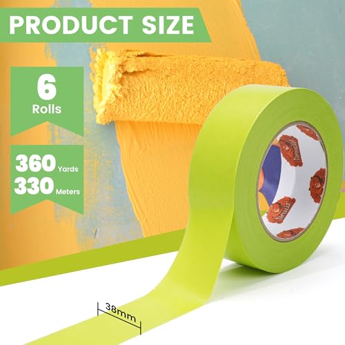 TAPEBEAR Green Washi Painters Tape 21-Days Clean Removal 1.5" x 60Yards - color: Green, size: 1.5" x 60Yard