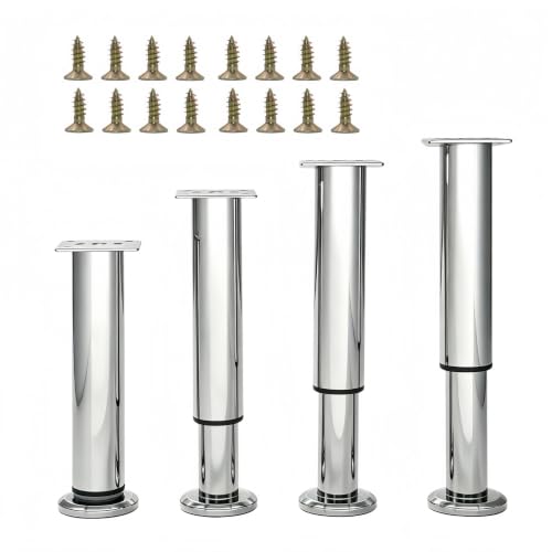 4Pcs Adjustable Silver Metal Furniture Legs 9.64-15.7Inch Cabinet Desk Sofa - color: Silver, size: 9.64"-15.7"-Set of 4