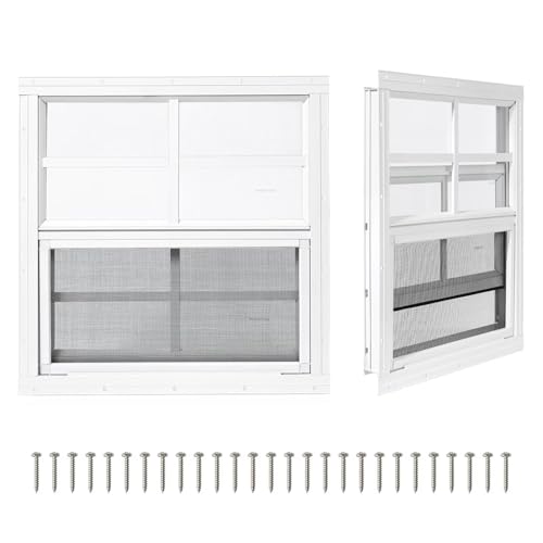 2 Pack Shed Windows, Chicken Coop Windows, 24" x 24" White - color: White, size: 24" x 24"