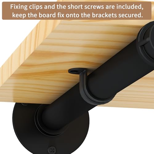 Industrial Pipe Shelf Brackets for 10 Inches Board, Heavy Duty Wall Mounted Metal Shelving Brackets for DIY Floating Shelves (8 Pack) - size: 10 Inch 8 Pack