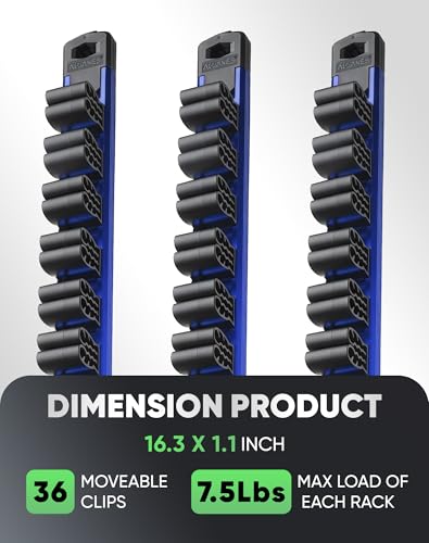 ALOANES Magnetic Screwdriver Organizer 36-Slot Blue 3PC for Toolbox - color: Blue