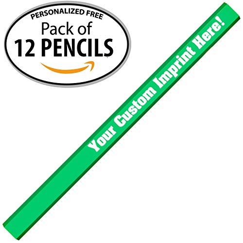 Express Pencils Neon Green Custom Carpenter Pencil Personalized with your Name, Logo or Message - Pack of 12 (Neon Green) - color: Neon Green