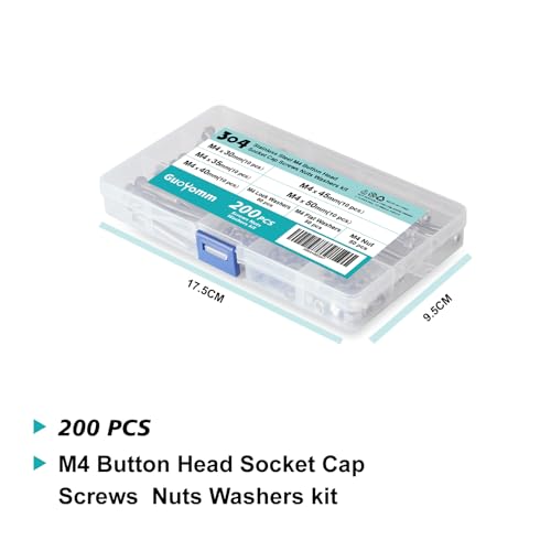M4 Button Head Socket Cap Screws Bolts Washers Nuts Assortment Kit - size: Button M4x30/35/40/45/50 mm